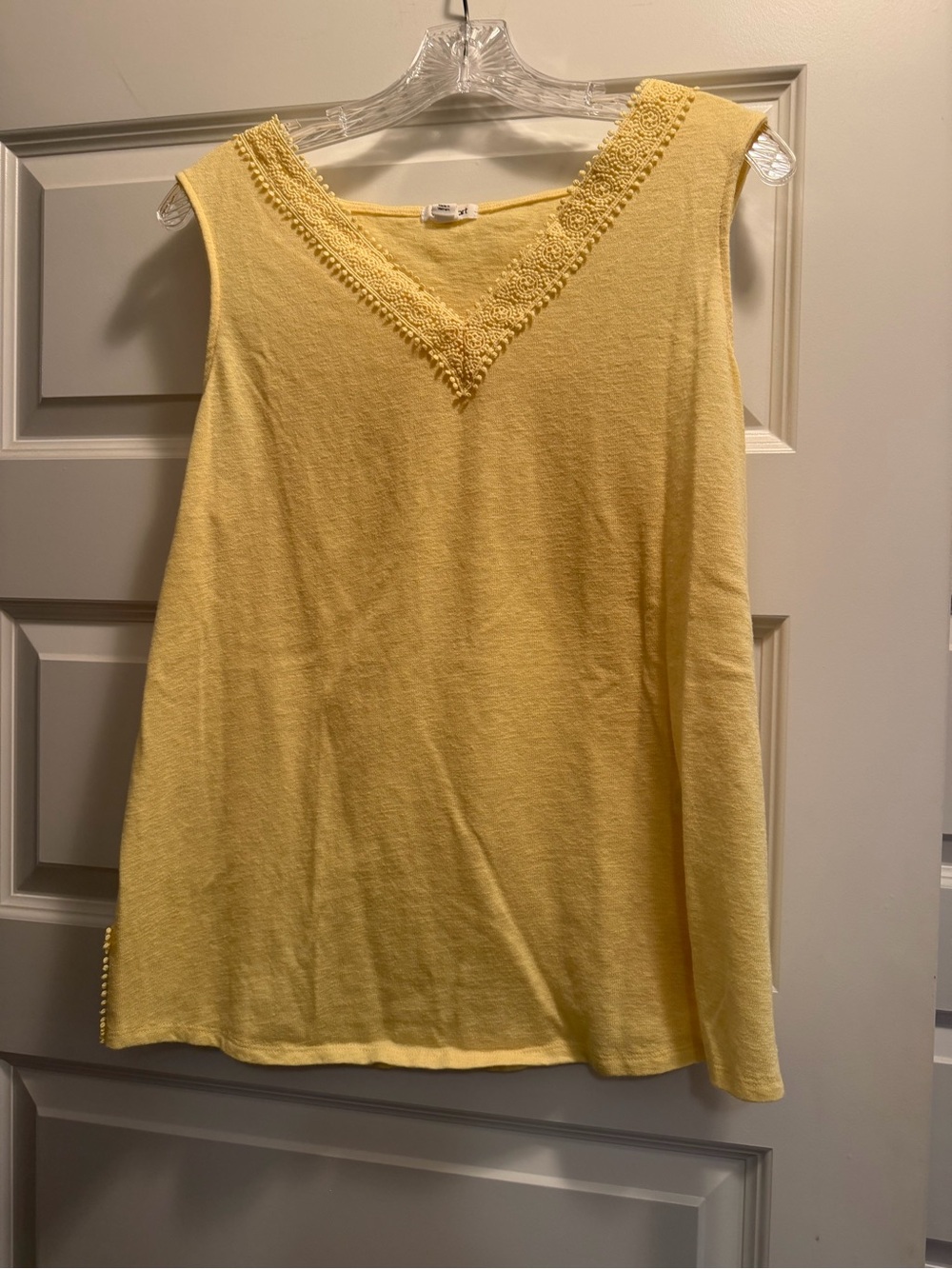 Westport Soft Yellow Crochet-Trim Tank Top
